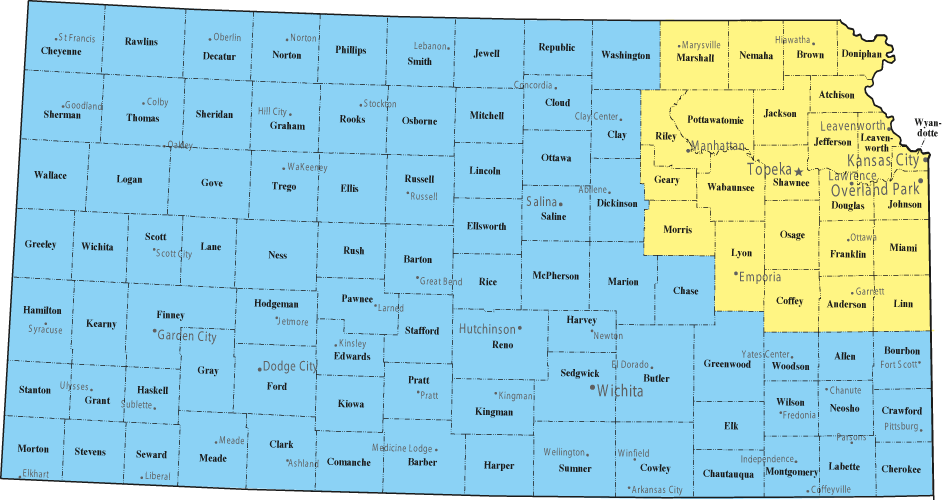 kansas map area covered by kinstler & associates